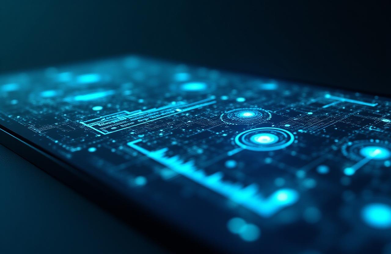 Futuristic AI Dashboard with data nodes